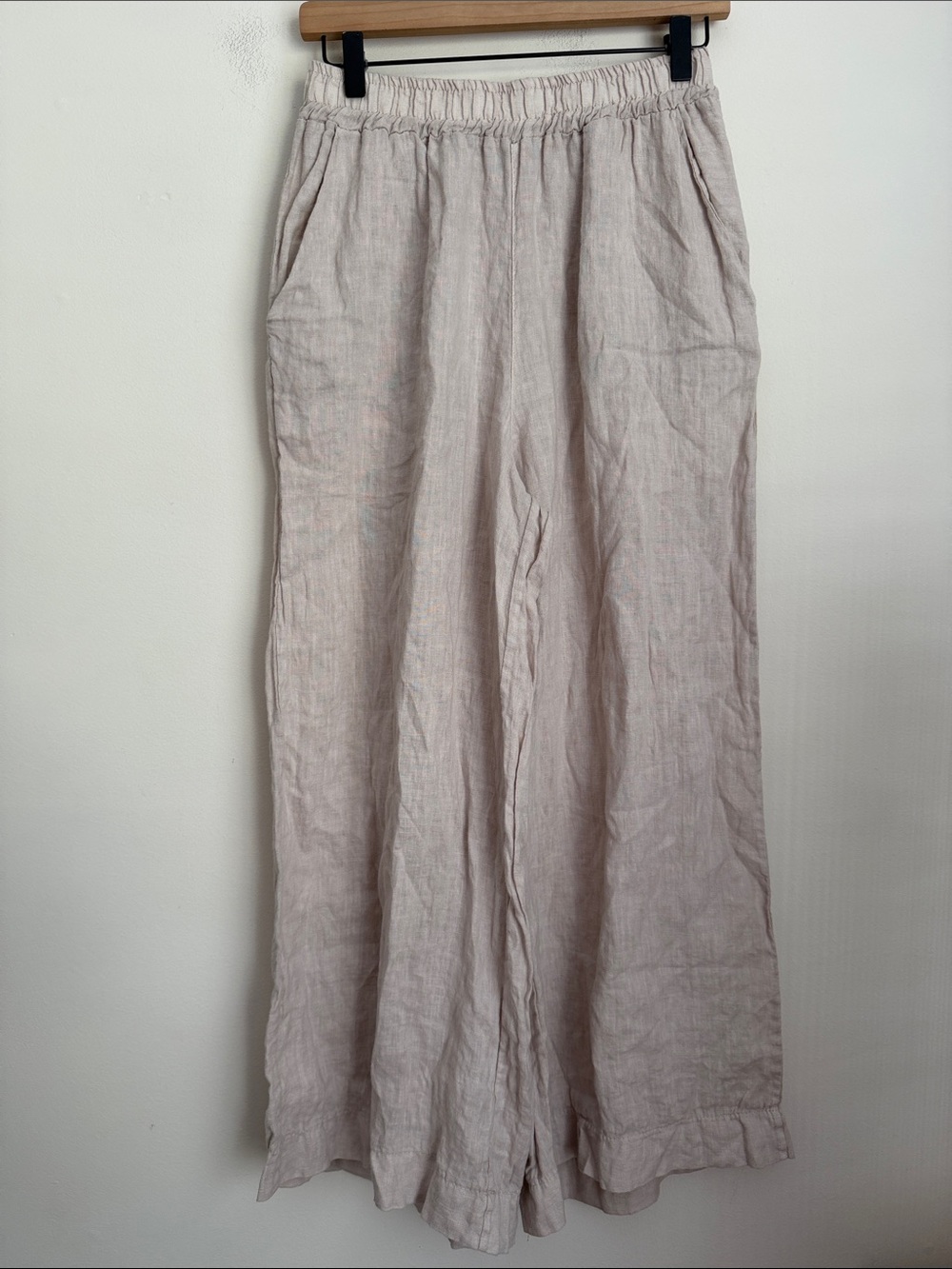 Cobblestone living beige linen pants wide leg S/M